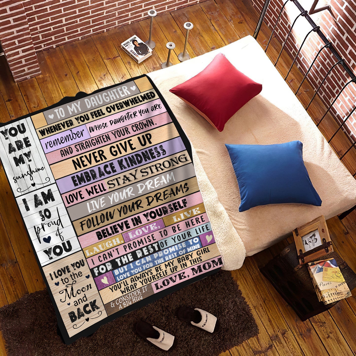 Daughter from Mom Cozy Message Blanket