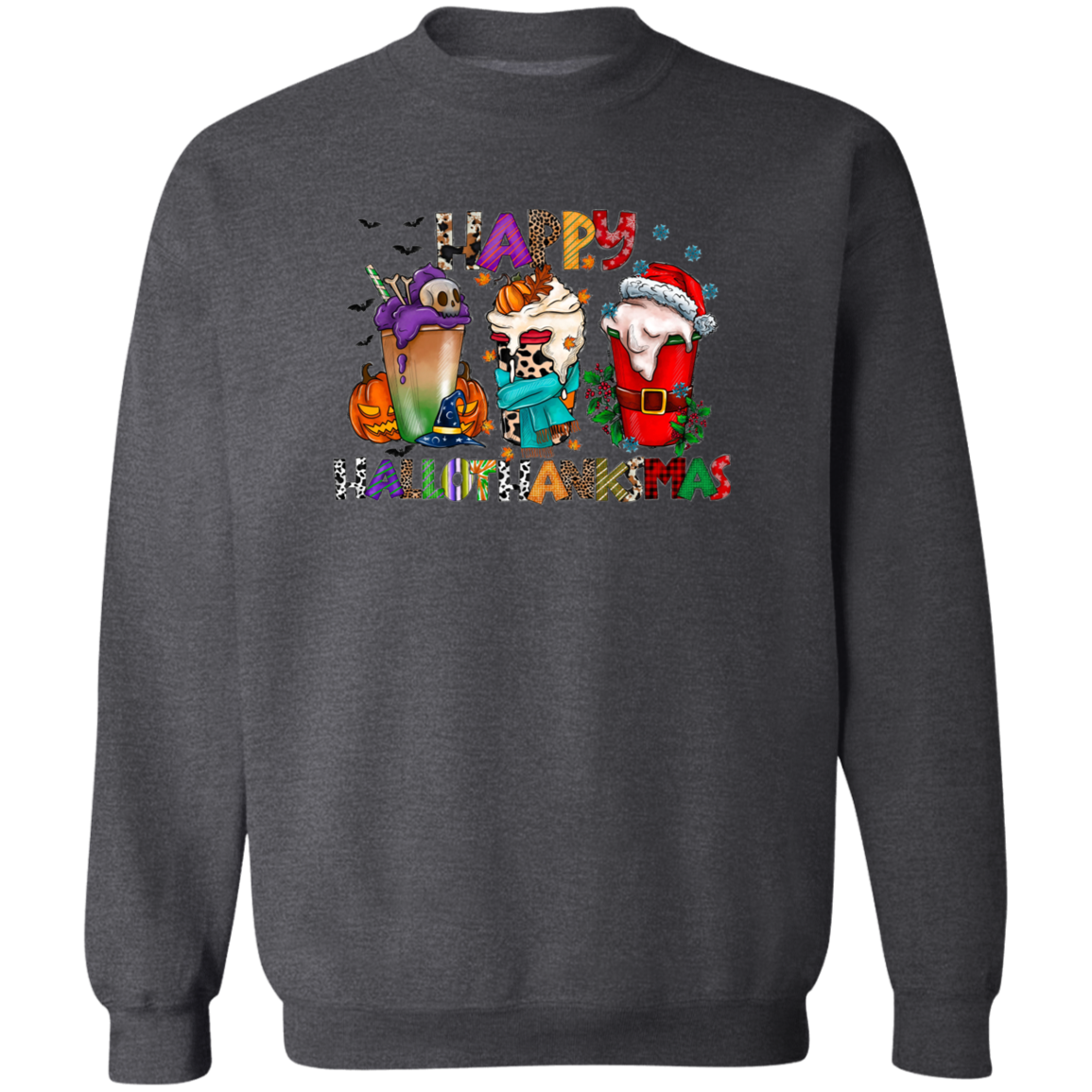 Hallowthanksmas Coffee Crewneck Pullover Sweatshirt