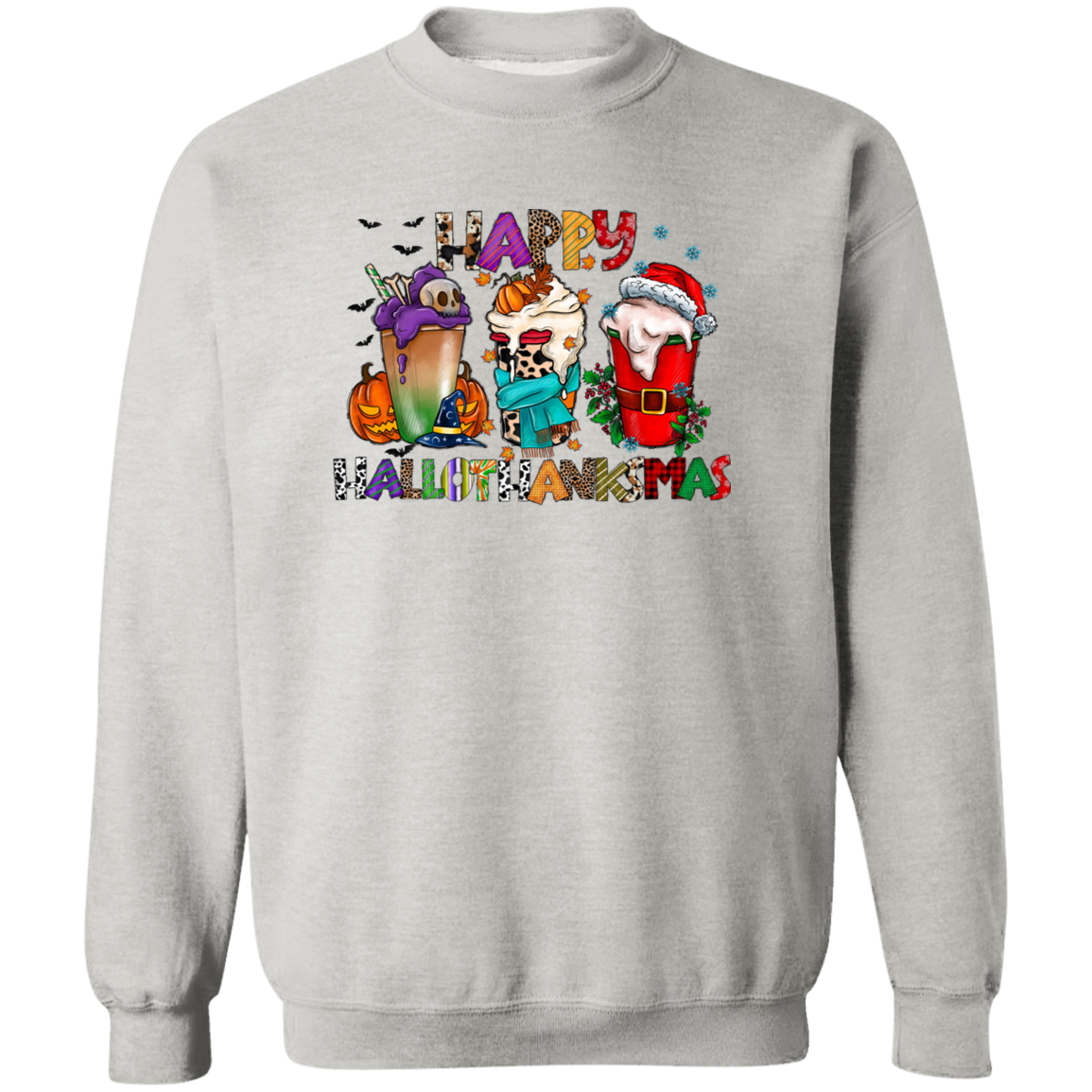 Hallowthanksmas Coffee Crewneck Pullover Sweatshirt