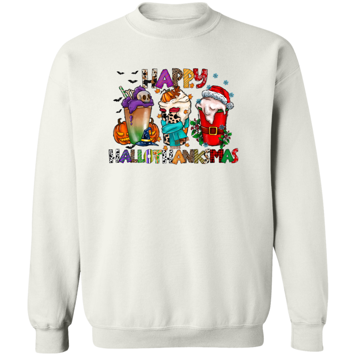 Hallowthanksmas Coffee Crewneck Pullover Sweatshirt