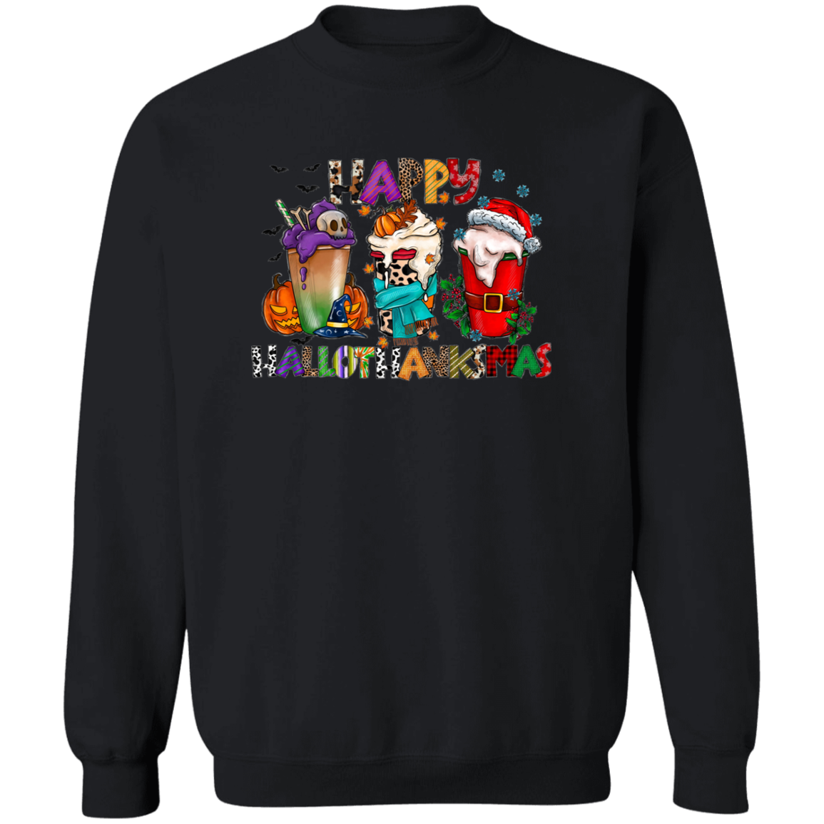 Hallowthanksmas Coffee Crewneck Pullover Sweatshirt