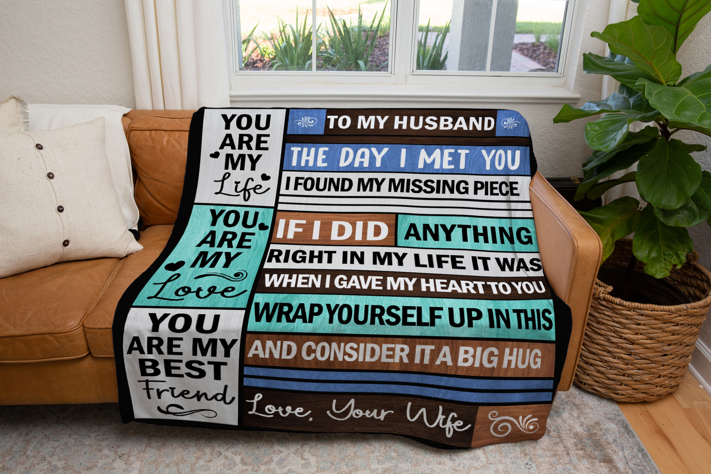 Husband Missing Piece Message Blanket