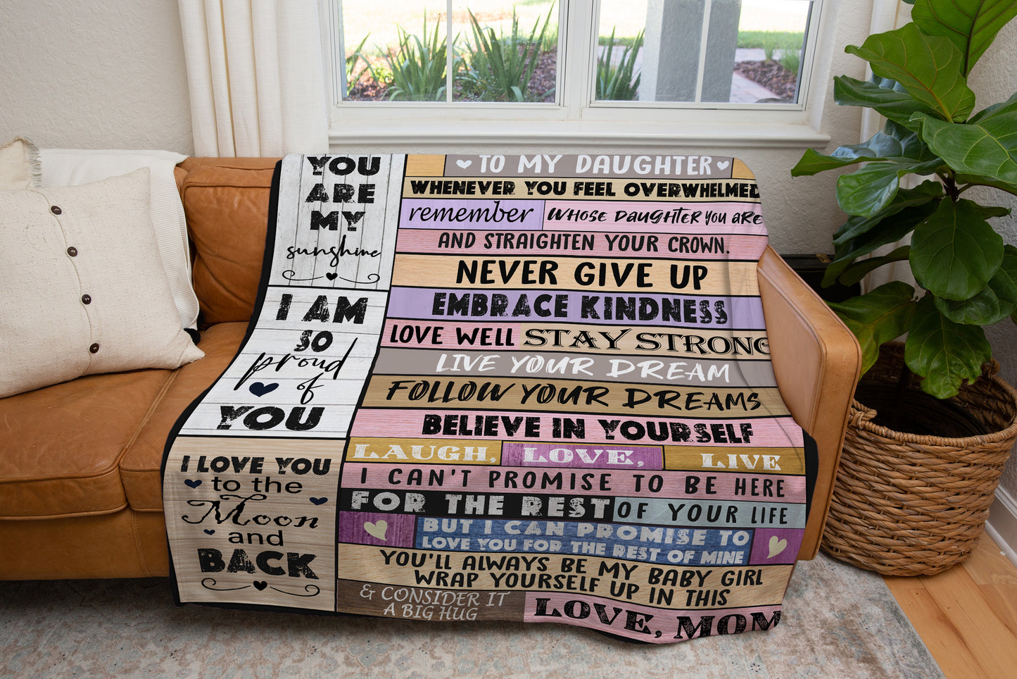Daughter from Mom Cozy Message Blanket
