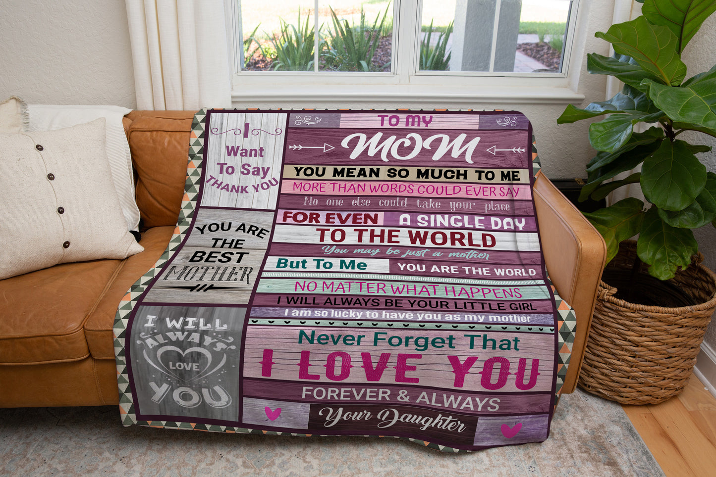 Mom from Daughter Block Style Blanket