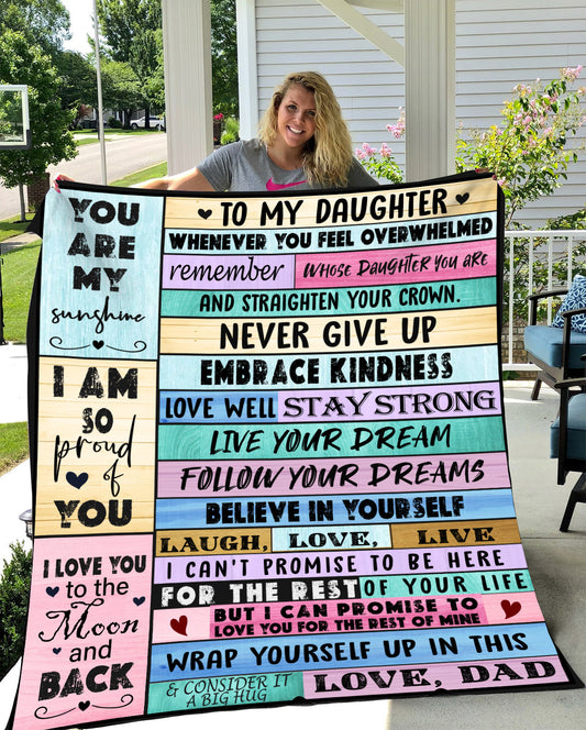 Daughter from Dad Multi Color Cozy Message Blanket