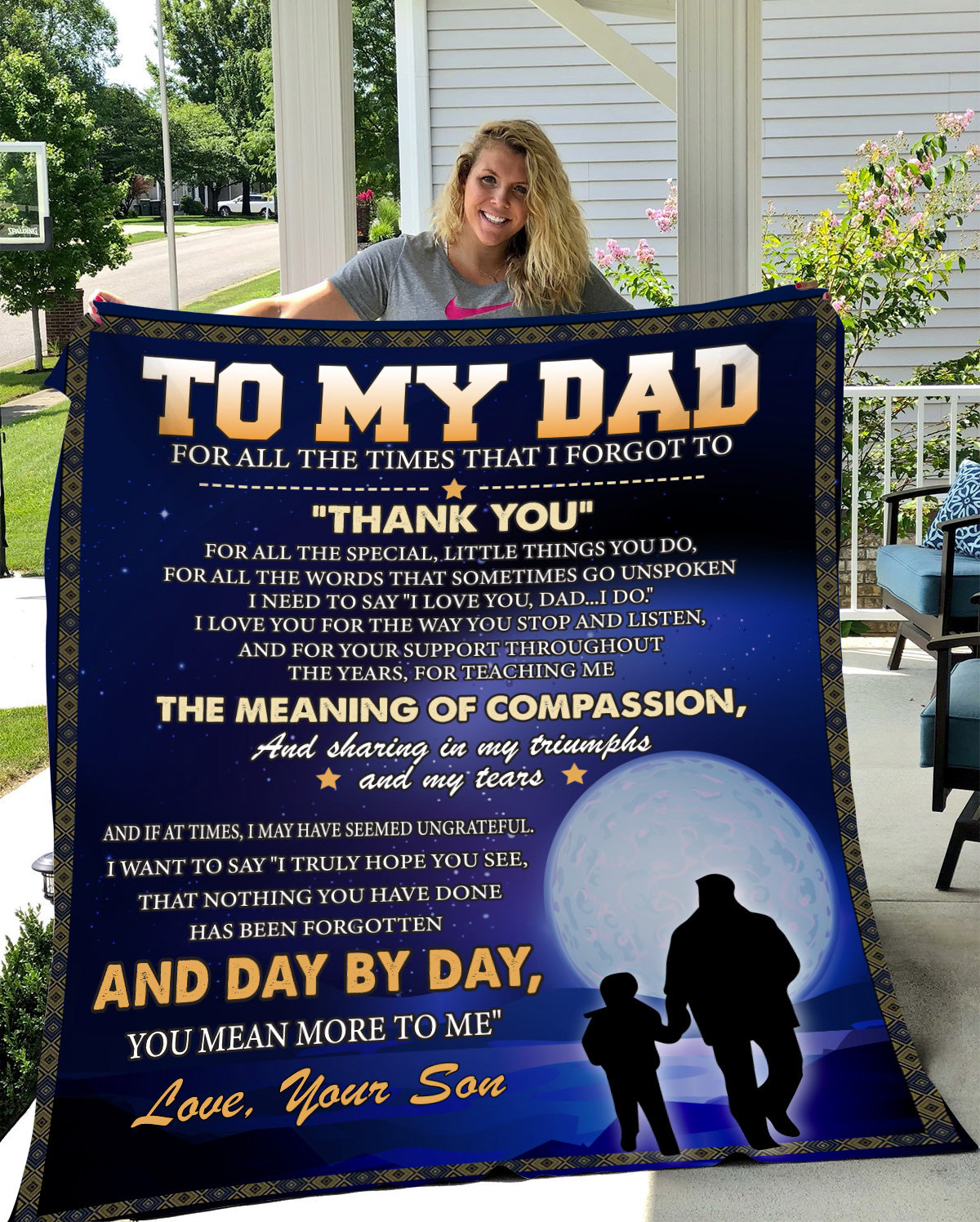 Dad from Son Navy Message Blanket