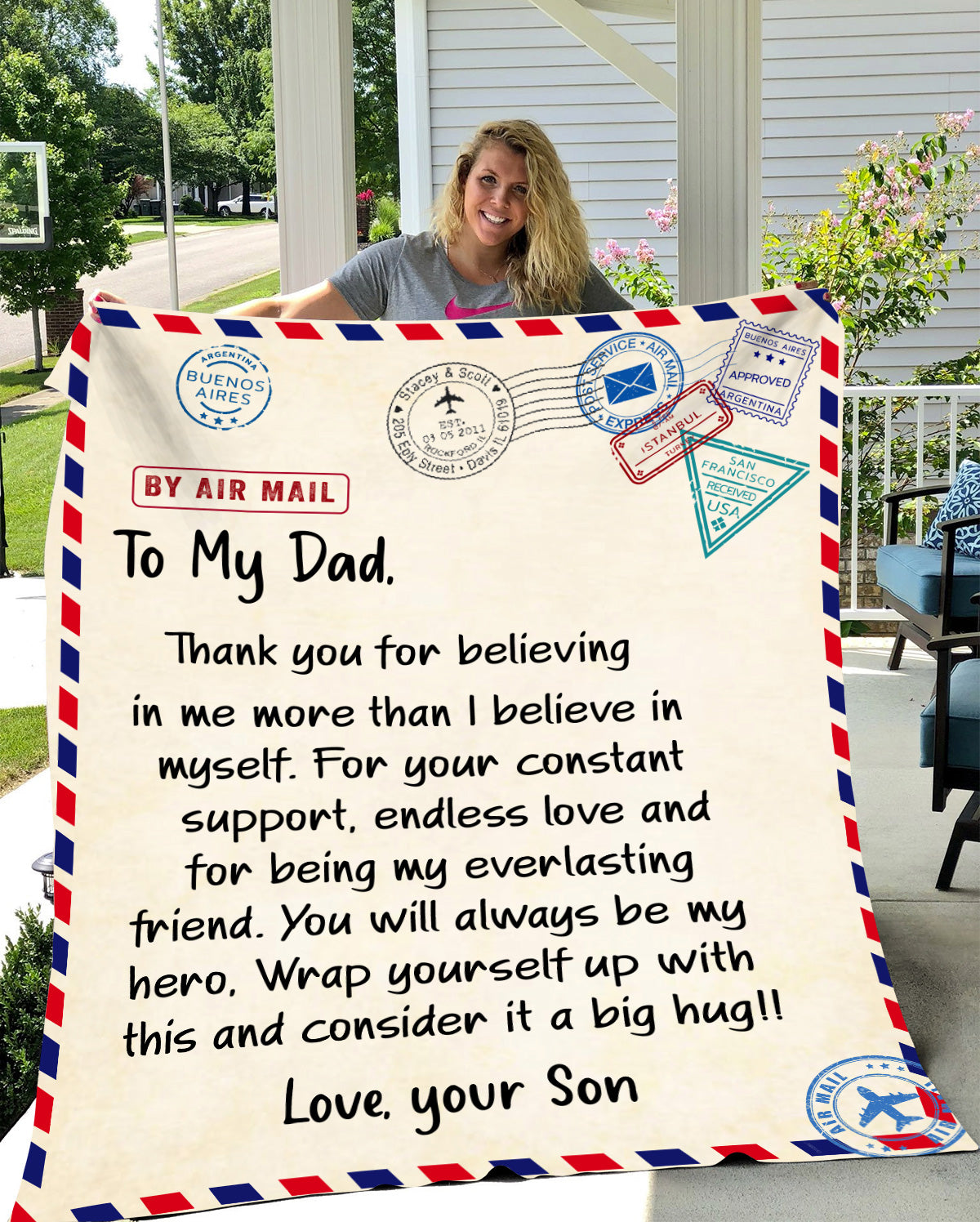 Dad from Son Mail Message Blanket