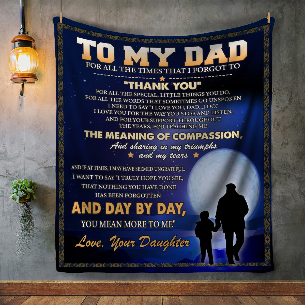 Dad from Daughter Navy Message Blanket