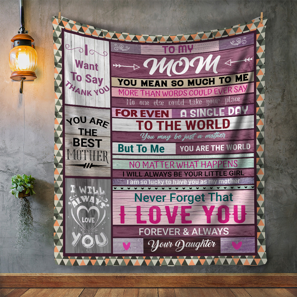 Mom from Daughter Block Style Blanket