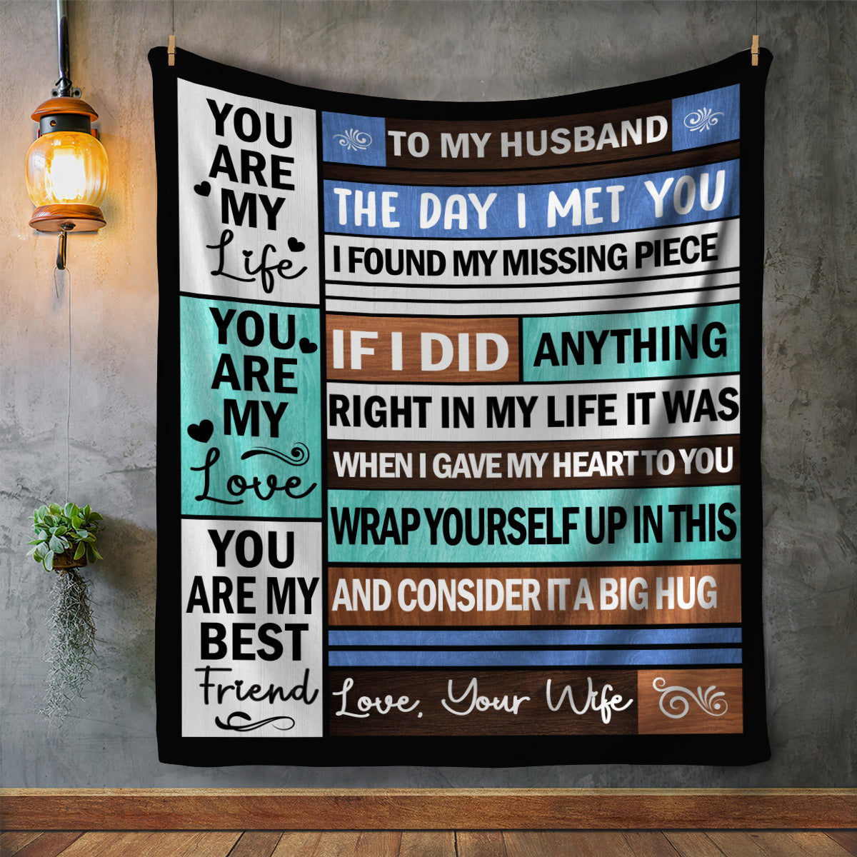 Husband Missing Piece Message Blanket