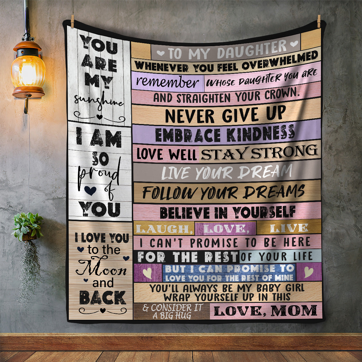 Daughter from Mom Cozy Message Blanket