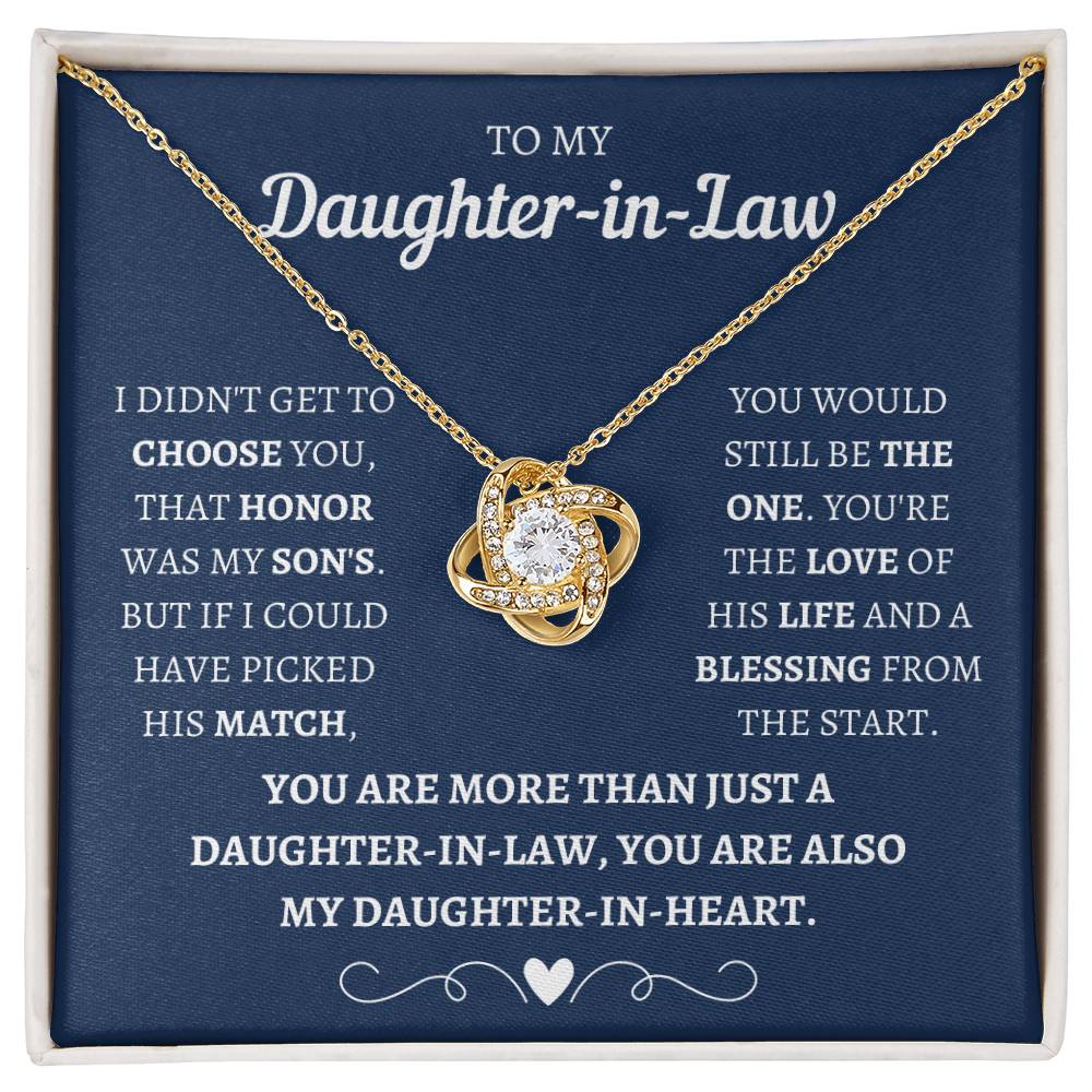 Daughter In Heart Love Knot Necklace