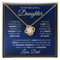 Beautiful Daughter from Dad Navy Gold Love Knot Necklace