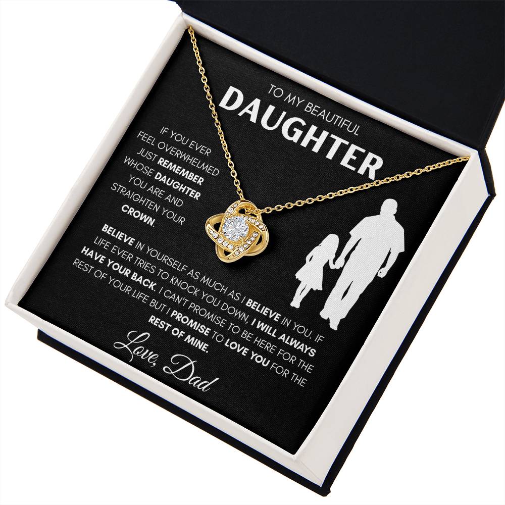 Daughter from Dad Holding Hands Silhouette Love Knot Necklace
