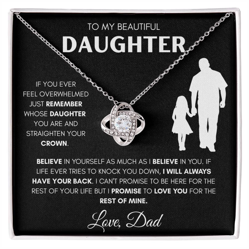Daughter from Dad Holding Hands Silhouette Love Knot Necklace