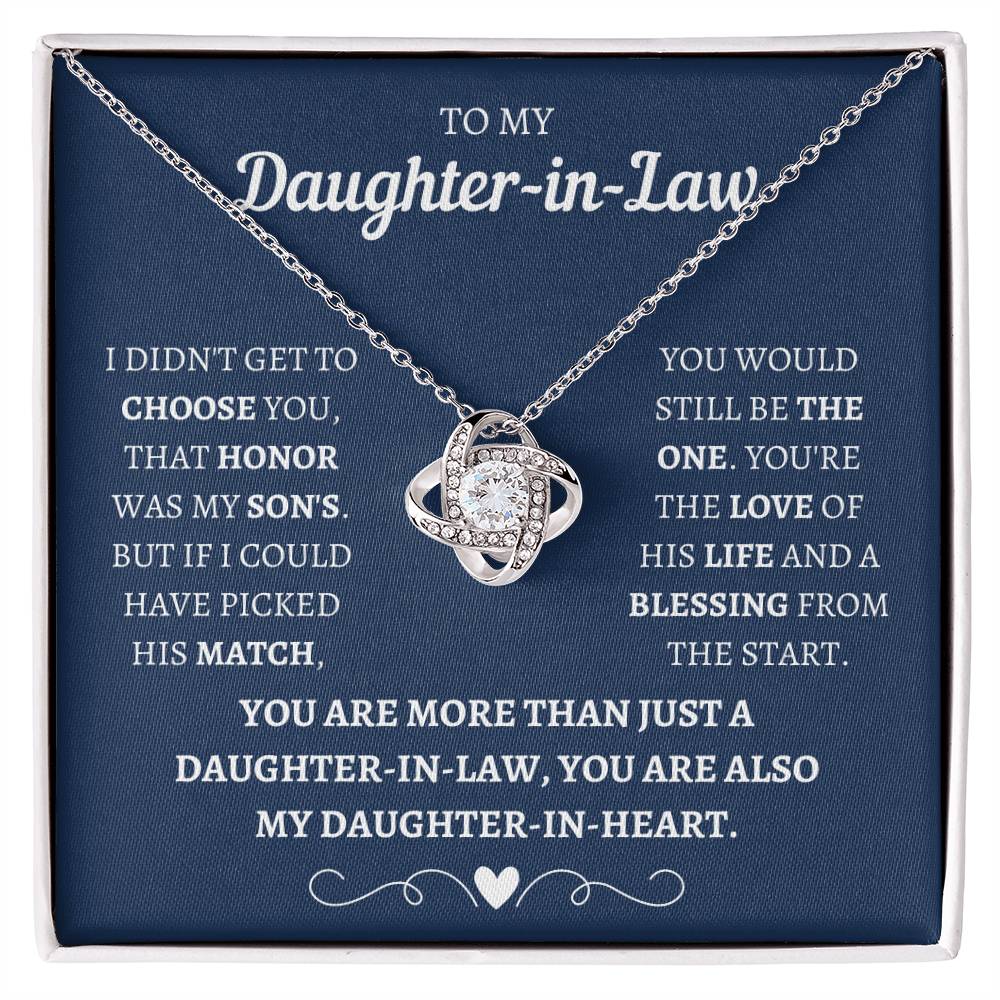 Daughter In Heart Love Knot Necklace