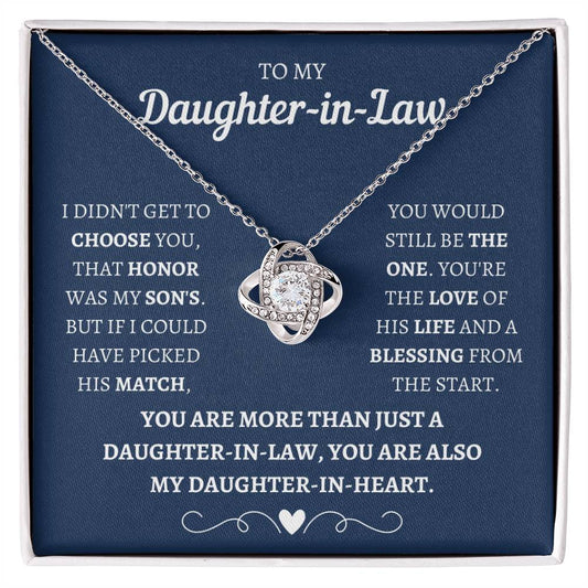 Daughter In Heart Love Knot Necklace