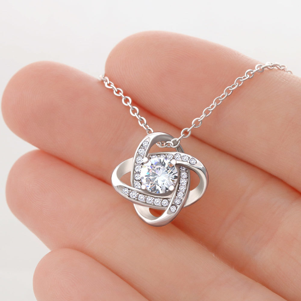 Daughter from Dad Holding Hands Silhouette Love Knot Necklace