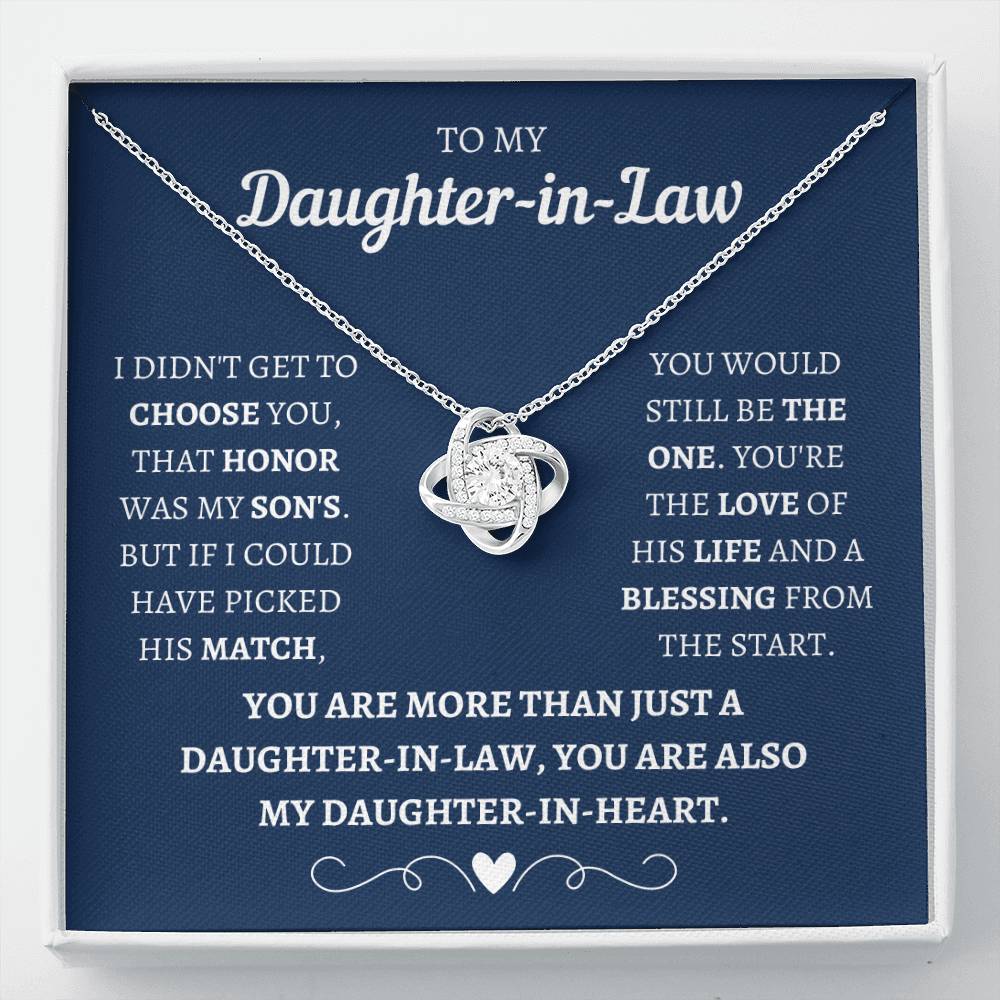 Daughter In Heart Love Knot Necklace
