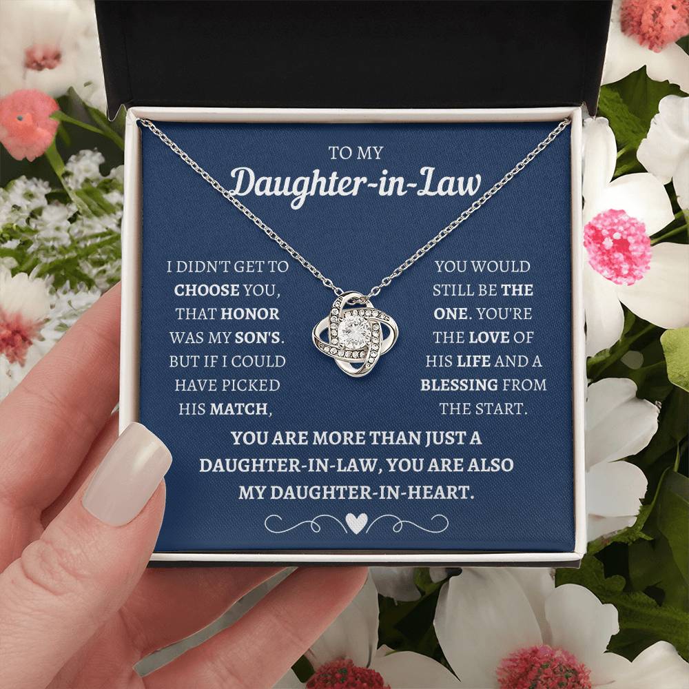 Daughter In Heart Love Knot Necklace