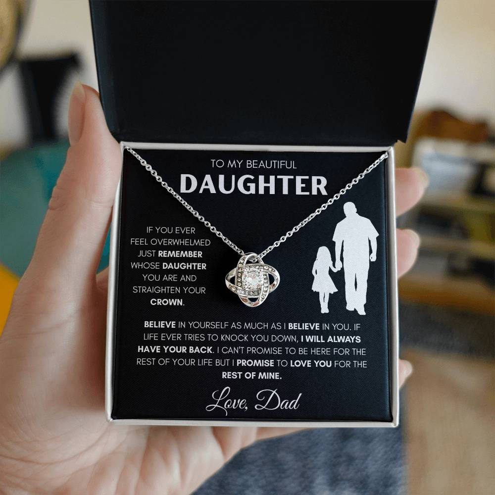 Daughter from Dad Holding Hands Silhouette Love Knot Necklace