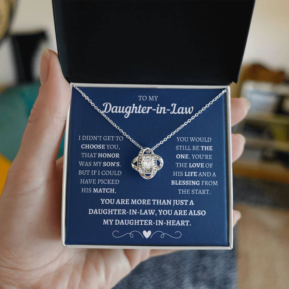 Daughter In Heart Love Knot Necklace