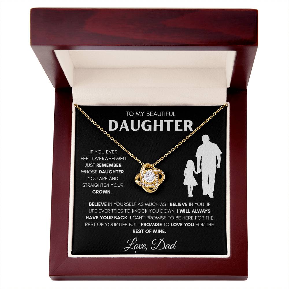 Daughter from Dad Holding Hands Silhouette Love Knot Necklace