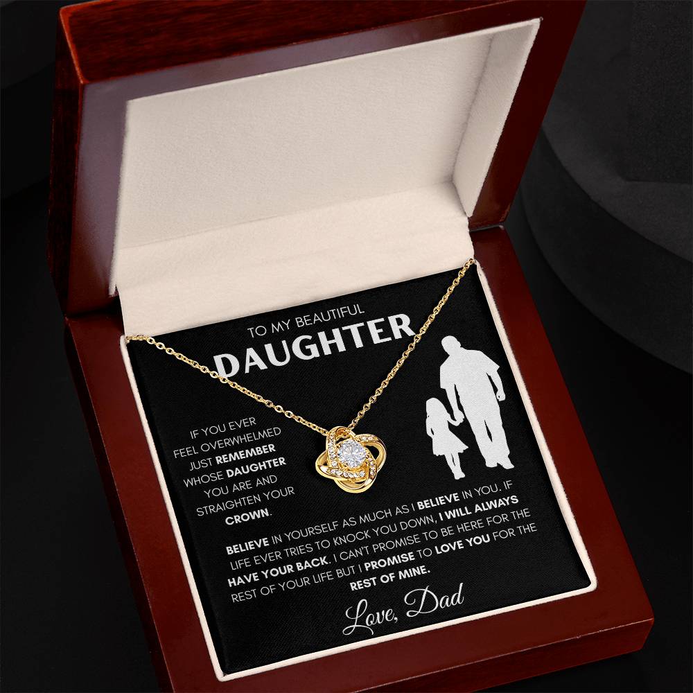 Daughter from Dad Holding Hands Silhouette Love Knot Necklace