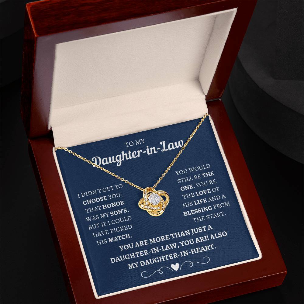 Daughter In Heart Love Knot Necklace