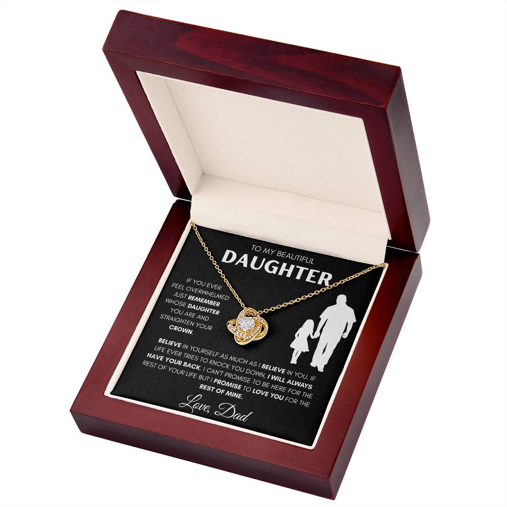 Daughter from Dad Holding Hands Silhouette Love Knot Necklace