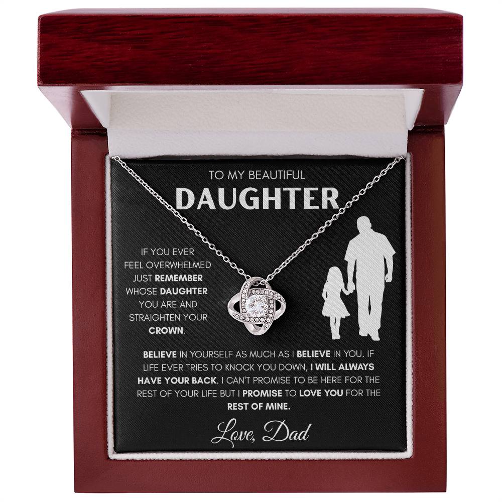 Daughter from Dad Holding Hands Silhouette Love Knot Necklace