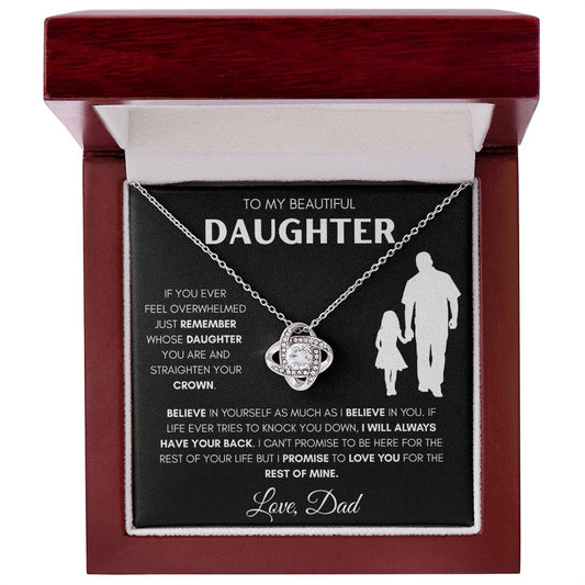 Daughter from Dad Holding Hands Silhouette Love Knot Necklace