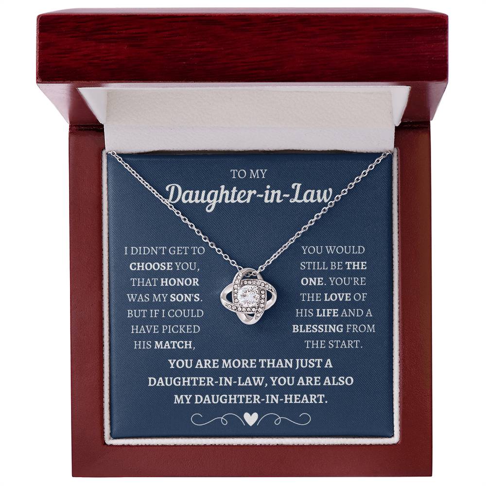 Daughter In Heart Love Knot Necklace