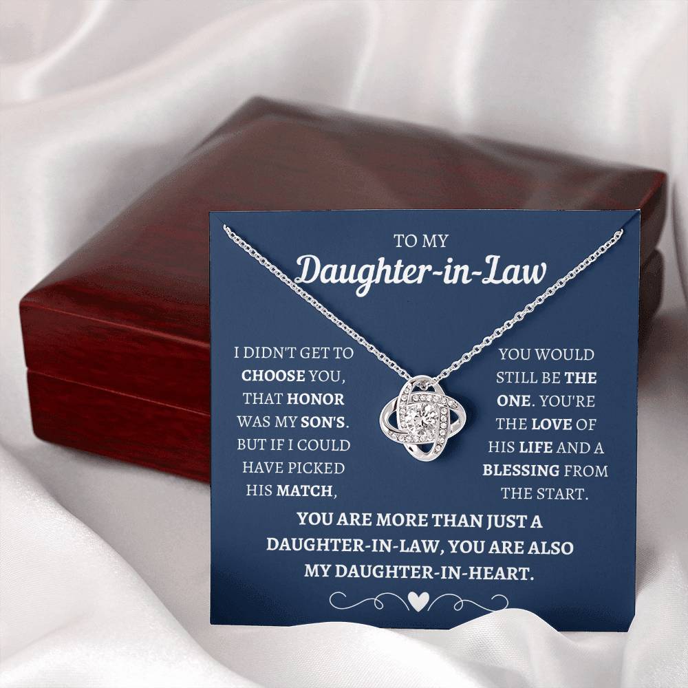Daughter In Heart Love Knot Necklace