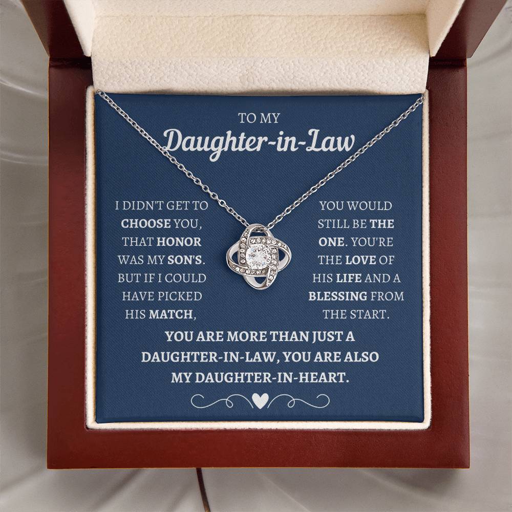 Daughter In Heart Love Knot Necklace