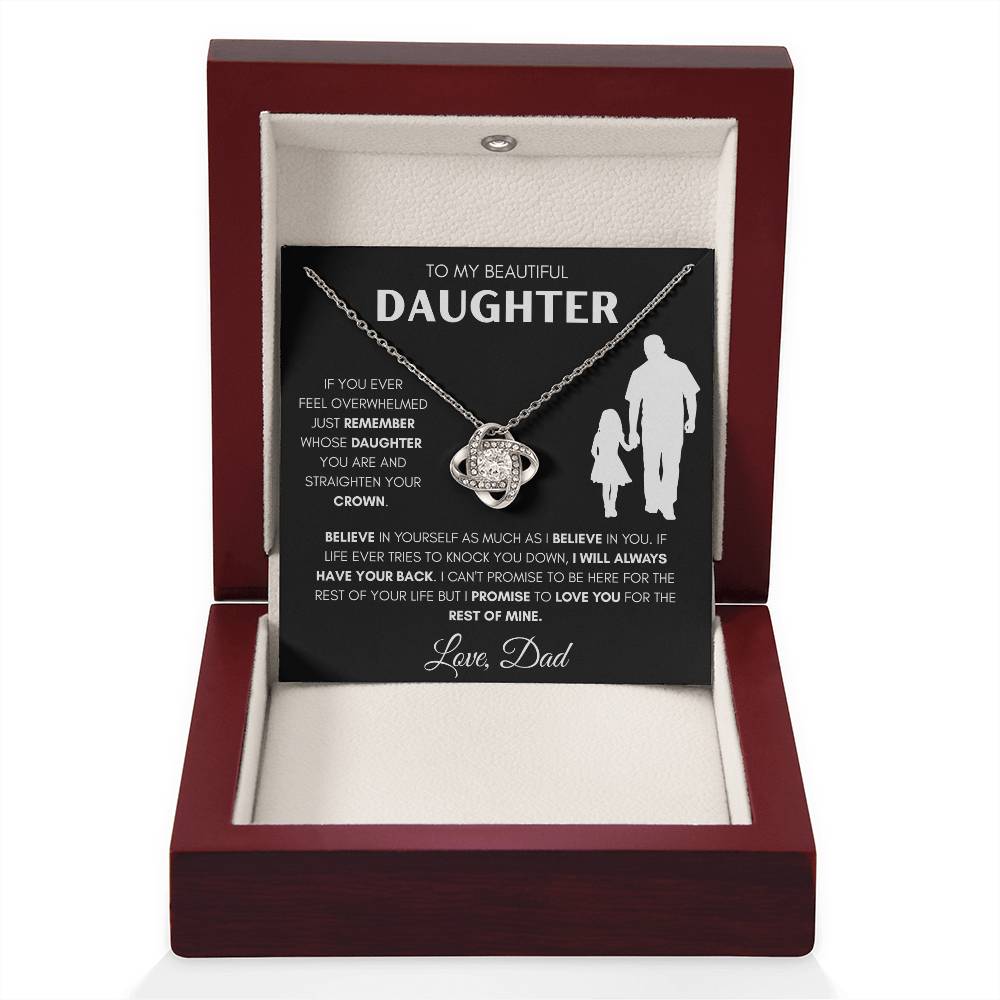 Daughter from Dad Holding Hands Silhouette Love Knot Necklace