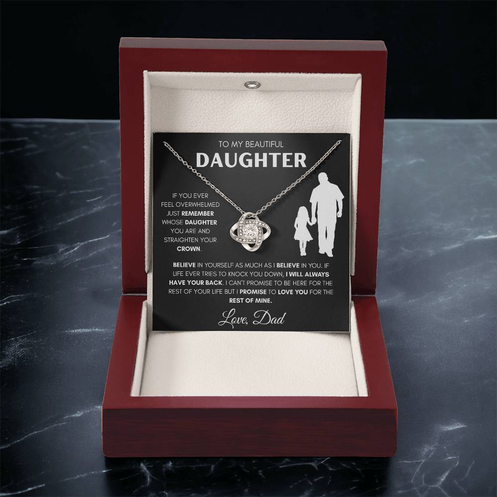 Daughter from Dad Holding Hands Silhouette Love Knot Necklace