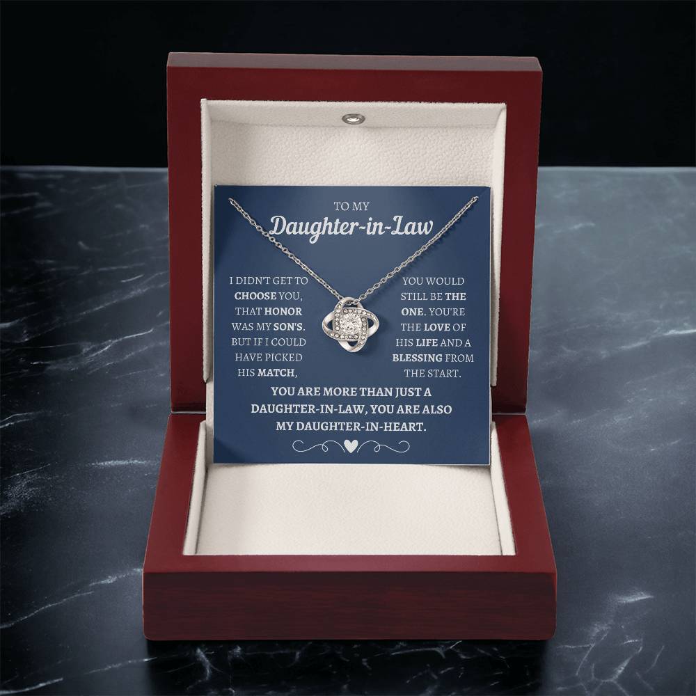 Daughter In Heart Love Knot Necklace