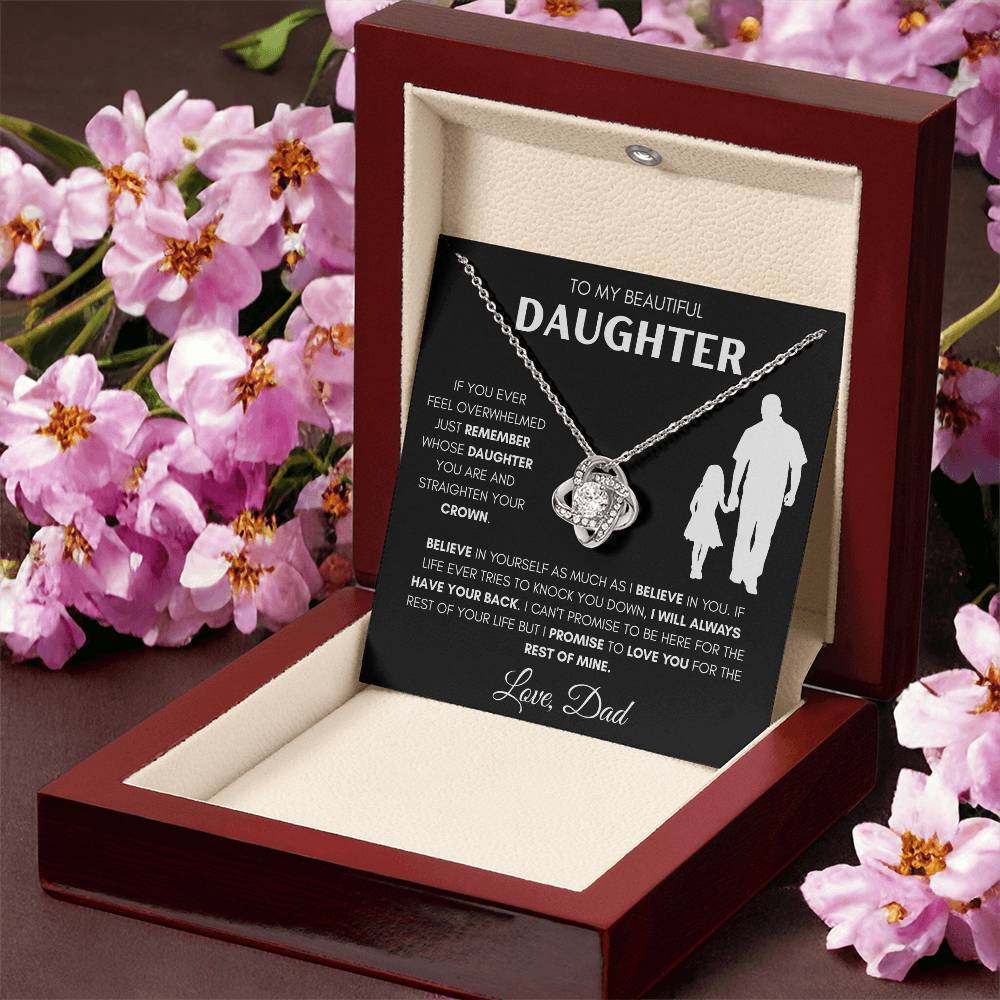 Daughter from Dad Holding Hands Silhouette Love Knot Necklace