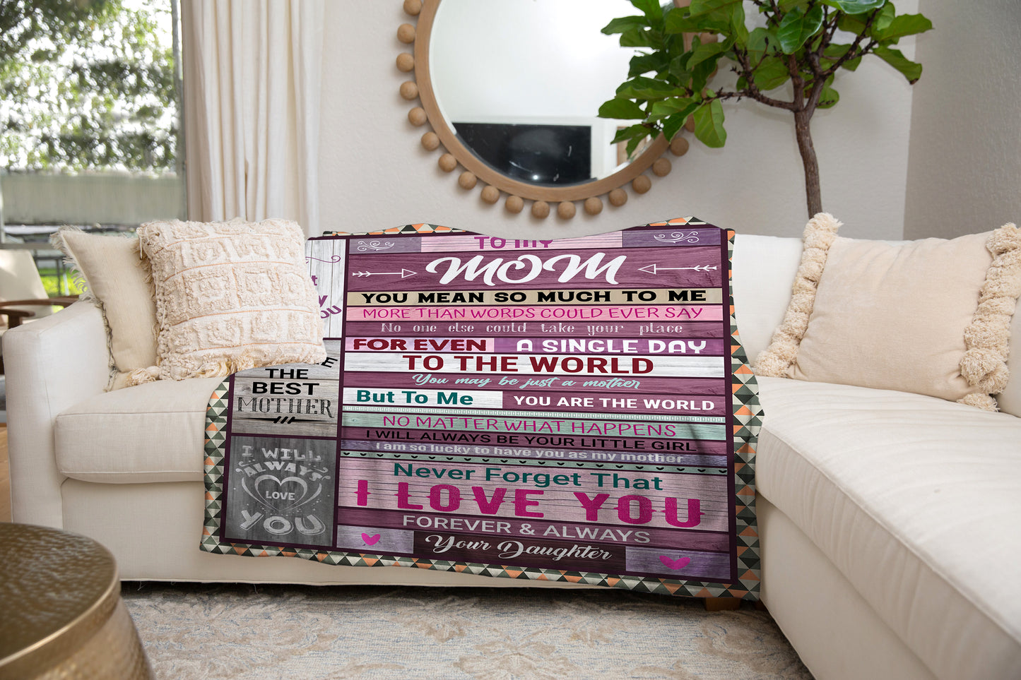 Mom from Daughter Block Style Blanket