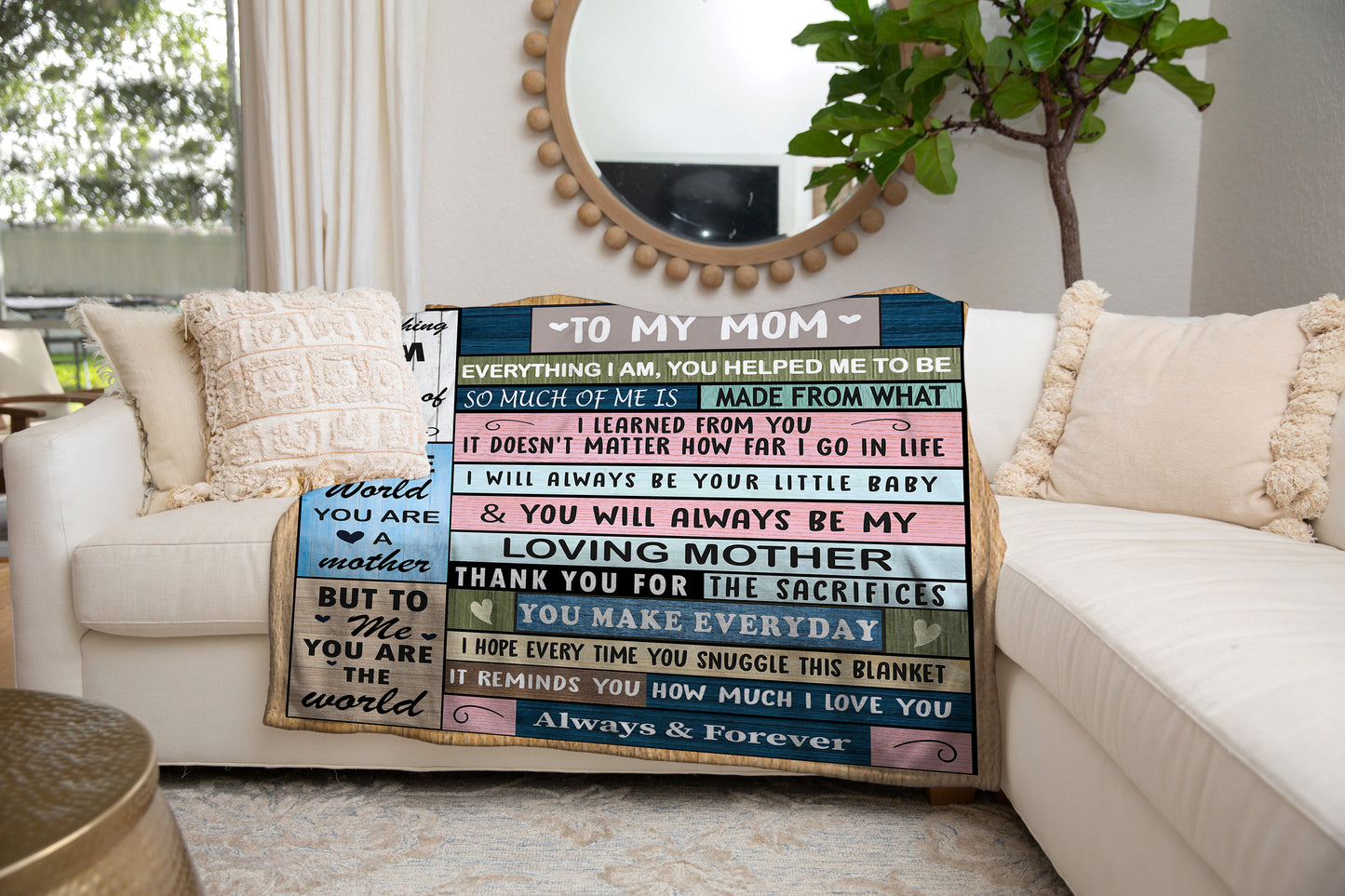 Mom Block Style Wood Cozy Plush Fleece Blanket