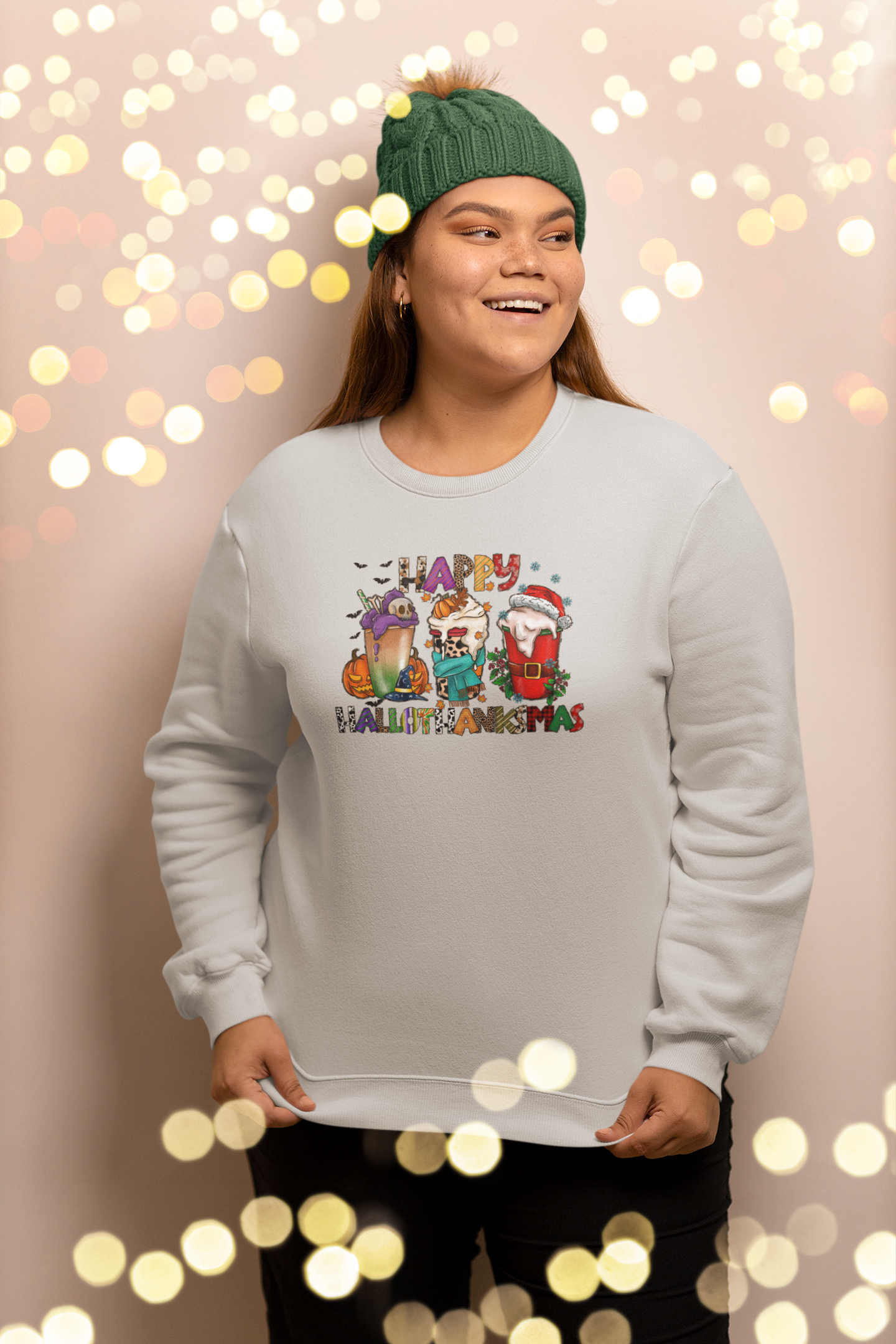 Hallowthanksmas Coffee Crewneck Pullover Sweatshirt