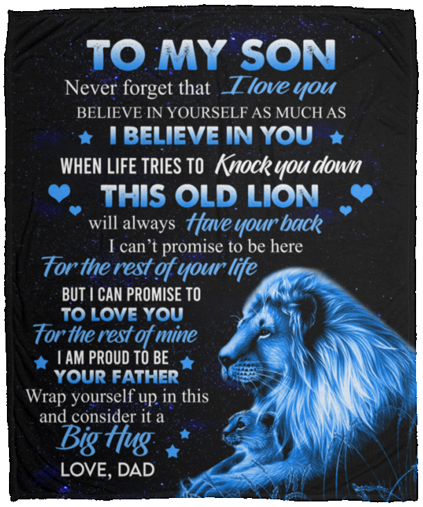 Son from Dad Lion Cozy Plush Fleece Blanket