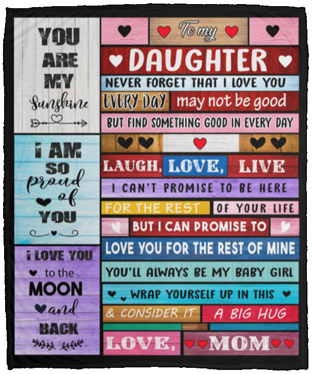Daughter from Mom Block Style Message Blanket