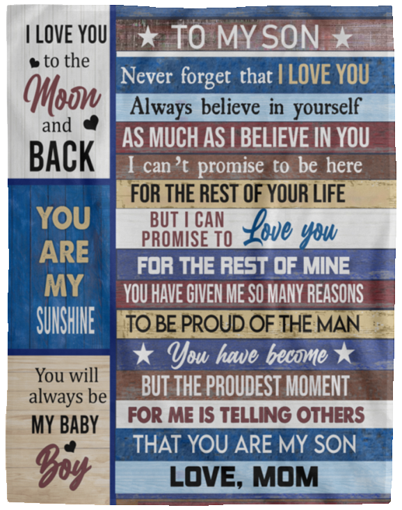 Son from Mom Block Style Message Blanket