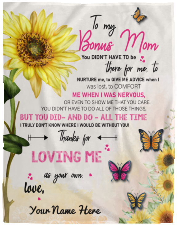 Bonus Mom Personalized Cozy Plush Fleece Blanket