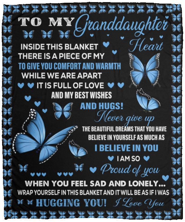 Granddaughter Blue Butterflies Cozy Plush Fleece Blanket