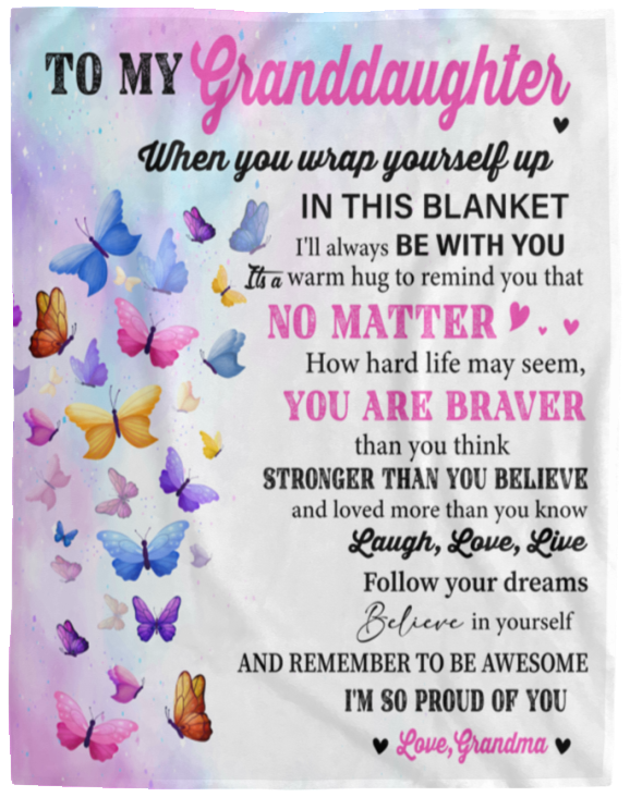 Granddaughter from Grandma Multi Butterflies Cozy Plush Fleece Blanket
