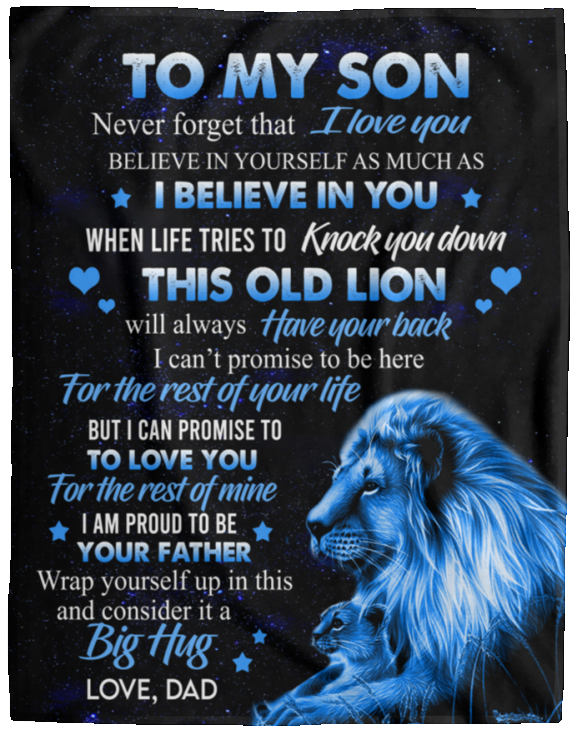 Son from Dad Lion Cozy Plush Fleece Blanket