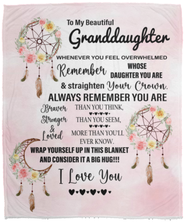 Granddaughter Dreamcatchers Cozy Message Blanket